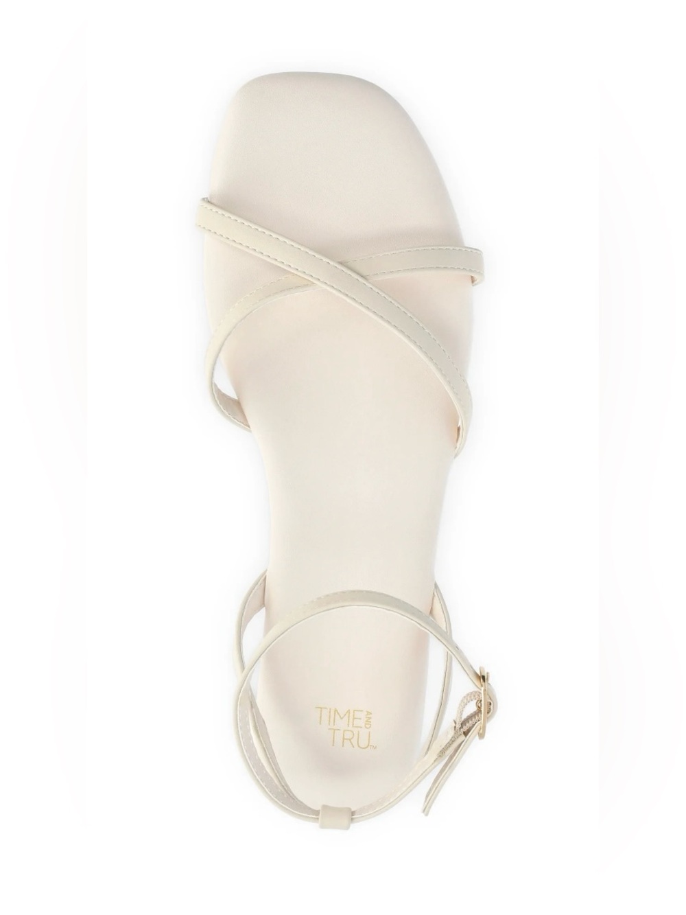 Time and Tru Cream Minimalist Strappy Ankle Sandals